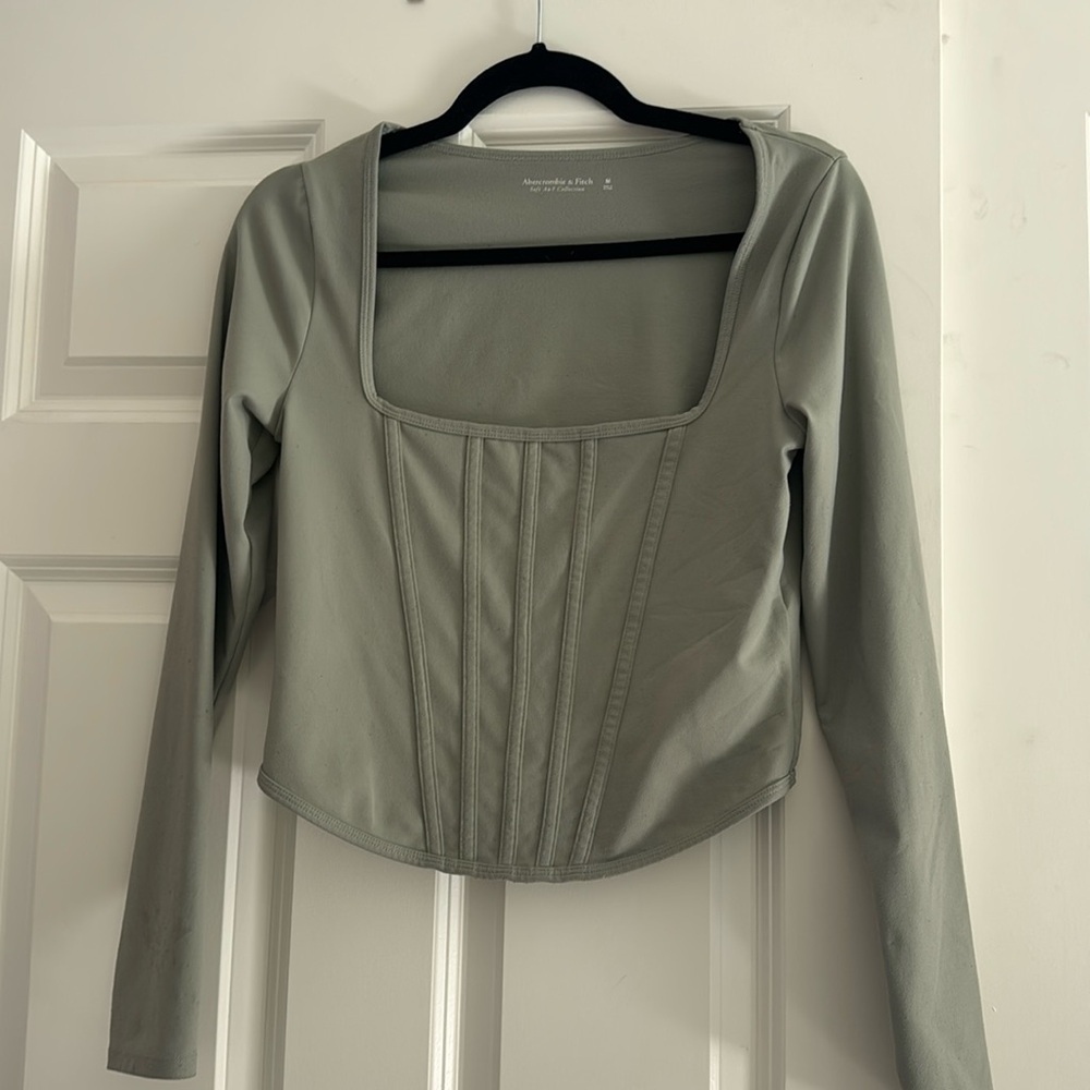 Abercrombie & Fitch Sage Green Crop Top - Picture 2 of 4